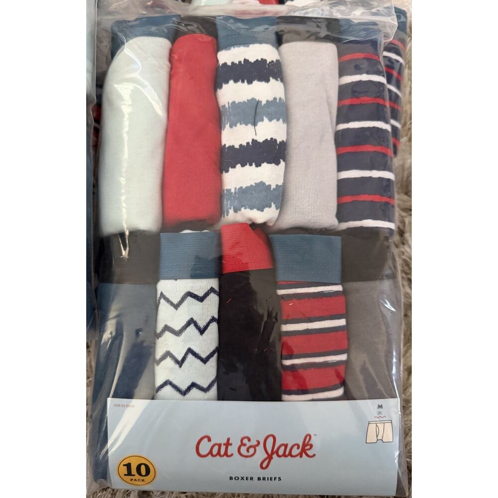 Cat & Jack Boys Medium (8) Boxer Briefs Multicolor 10 Pack Underwear 100% Cotton